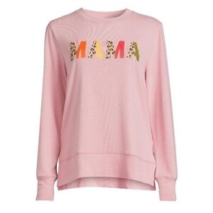 Positivitees Momma Colorblock Leopard Print Sweatshirt Sz L